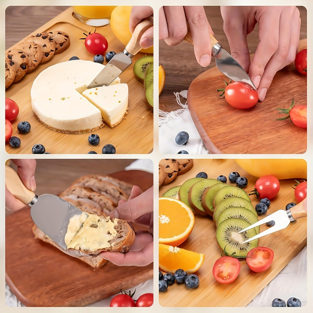 Compact Home Storage Organizer – space-saving everyday organization, Bamboo Charcuterie Board Set with 4 Stainless Steel Knives Magnetic Holder - Large Divided, designed for American homes, daily convenience and practical gifting