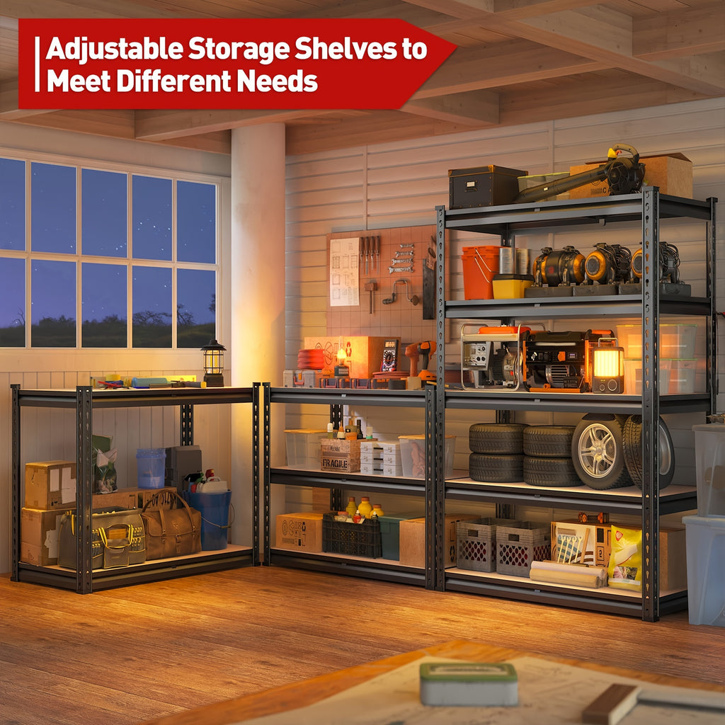 Versatile 5 Tier Adjustable Home Storage Rack – durable multi-purpose storage, 2000LBS Garage Shelving 72 H Storage Shelves Heavy Duty Shelving 5 Tier Metal Shelves, designed for American homes, daily convenience and practical gifting