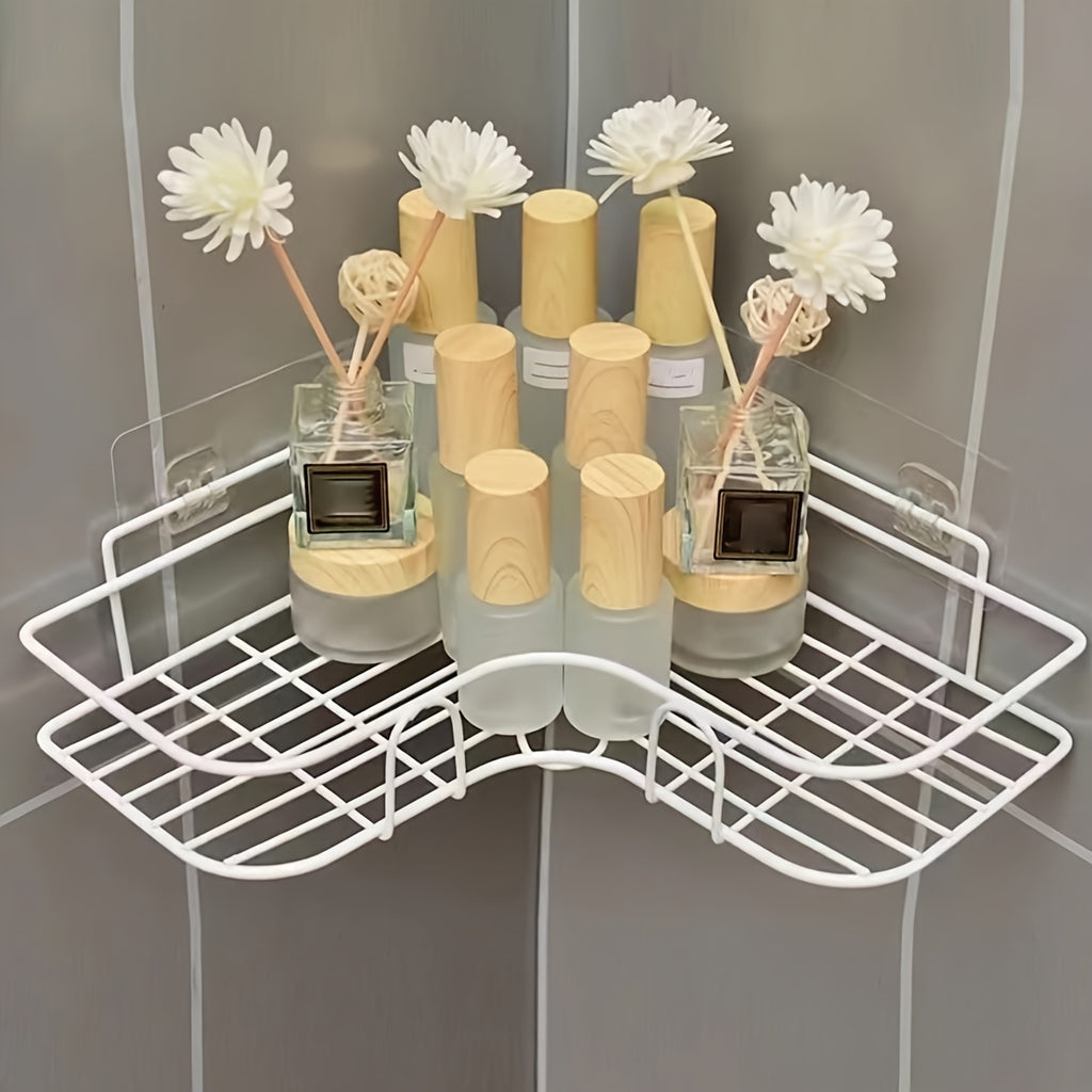 Storage Rack – 7pcs Bathroom Storage Rack Set, 2 Wall Mounted Corner Storage Racks, 5 Transparent