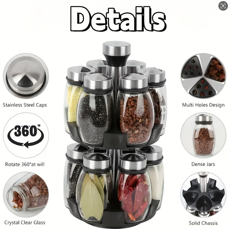 Versatile Airtight Storage Jar Set – clear reusable pantry storage, 7 in 1 14-In-1 Seasoning Bottle Rotating Seasoning Bottle Kitchen Supplies Hotel Household Seasoning, designed for American homes, daily convenience and practical gifting