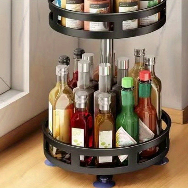 Versatile Glass Spice Jar Set – clear reusable pantry storage, 3-Layer Rotatable Kitchen Seasoning Rack Metal Turntable Rotatable Spice And Seasoning Storage Rack Spice, designed for American homes, daily convenience and practical gifting