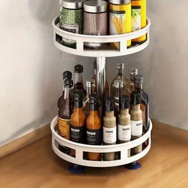 Versatile Glass Spice Jar Set – clear reusable pantry storage, 3-Layer Rotatable Kitchen Seasoning Rack Metal Turntable Rotatable Spice And Seasoning Storage Rack Spice, designed for American homes, daily convenience and practical gifting