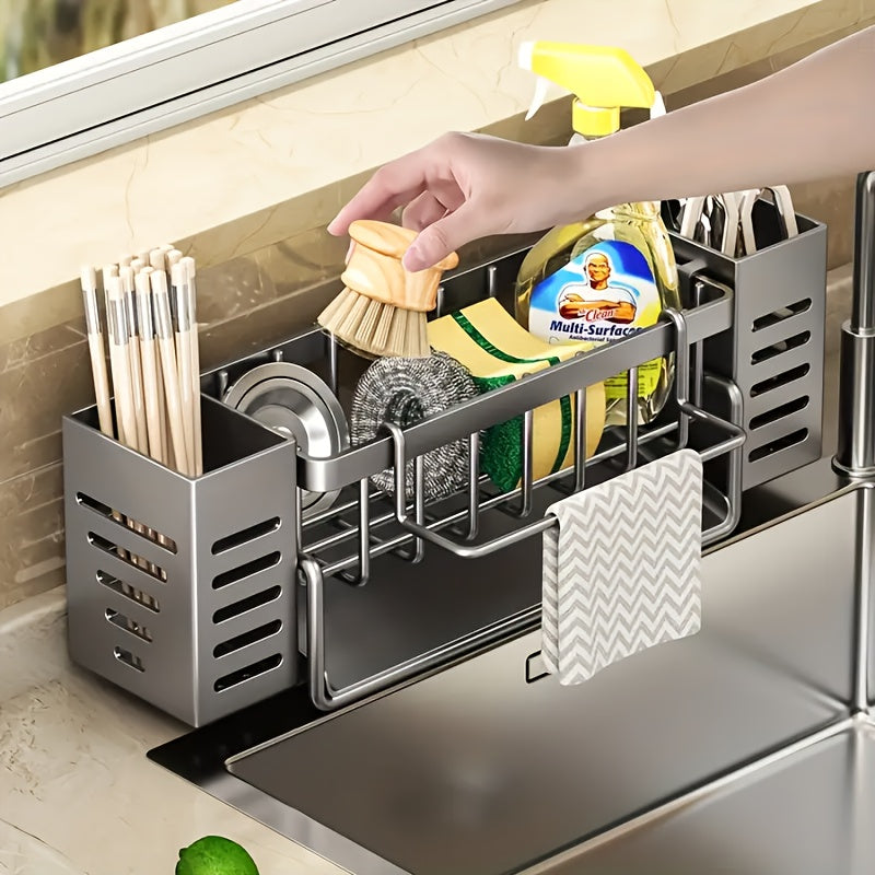 Space-Saving Adjustable Home Storage Rack – durable multi-purpose storage, Stainless Steel Drainable Soap Storage Rack Bathroom Toiletry Organizer with 1-Row Drainable Toothbrush Holder, designed for American homes, daily convenience and practical gi