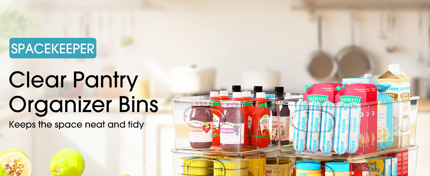 Kitchen Essential – Fridge Dividers, Clear Refrigerator Storage Boxes, Storage Organizer Bins 4 Pack Plastic Pantry Organization And Storage Baskets With Removable Dividers, Stackable Cabine