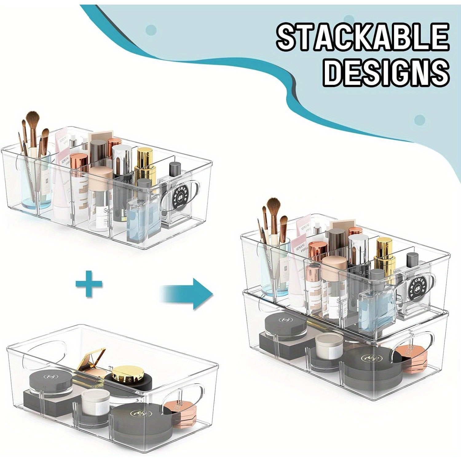 Kitchen Essential – Fridge Dividers, Clear Refrigerator Storage Boxes, Storage Organizer Bins 4 Pack Plastic Pantry Organization And Storage Baskets With Removable Dividers, Stackable Cabine