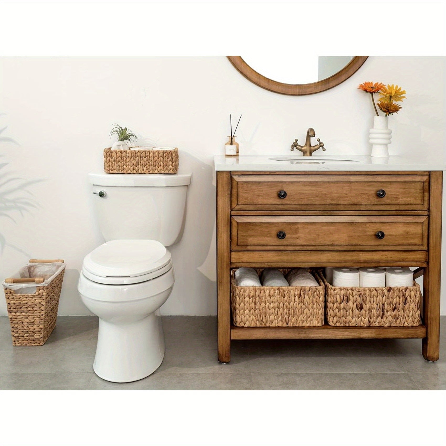 Heavy-Duty Adjustable Home Storage Rack – durable multi-purpose storage, Storage Baskets Square Wicker Baskets With Built-in Handles Hand-Woven Baskets For Bedroom Bathroom Pantry, designed for American homes, daily convenience and practical gifting