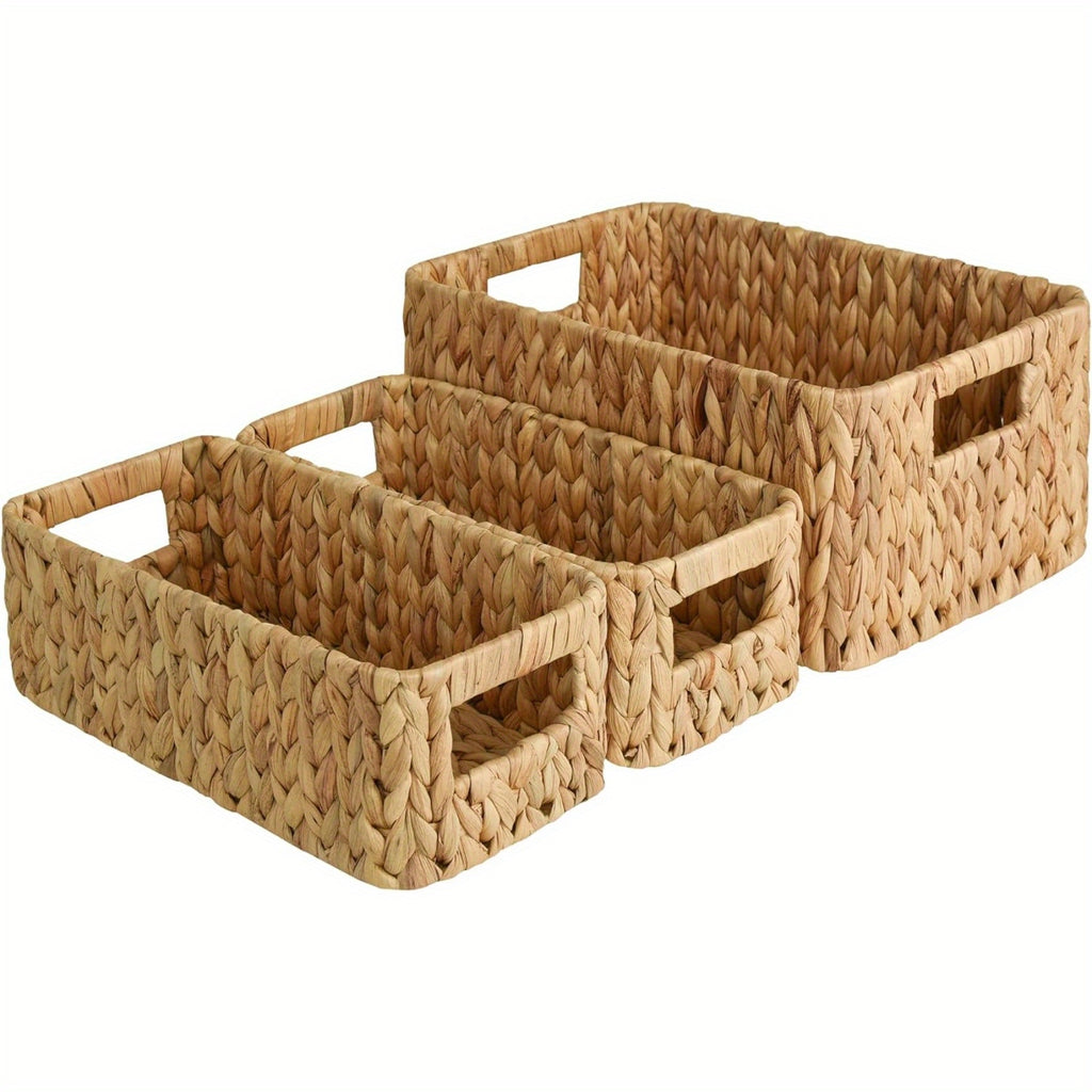 Heavy-Duty Adjustable Home Storage Rack – durable multi-purpose storage, Storage Baskets Square Wicker Baskets With Built-in Handles Hand-Woven Baskets For Bedroom Bathroom Pantry, designed for American homes, daily convenience and practical gifting