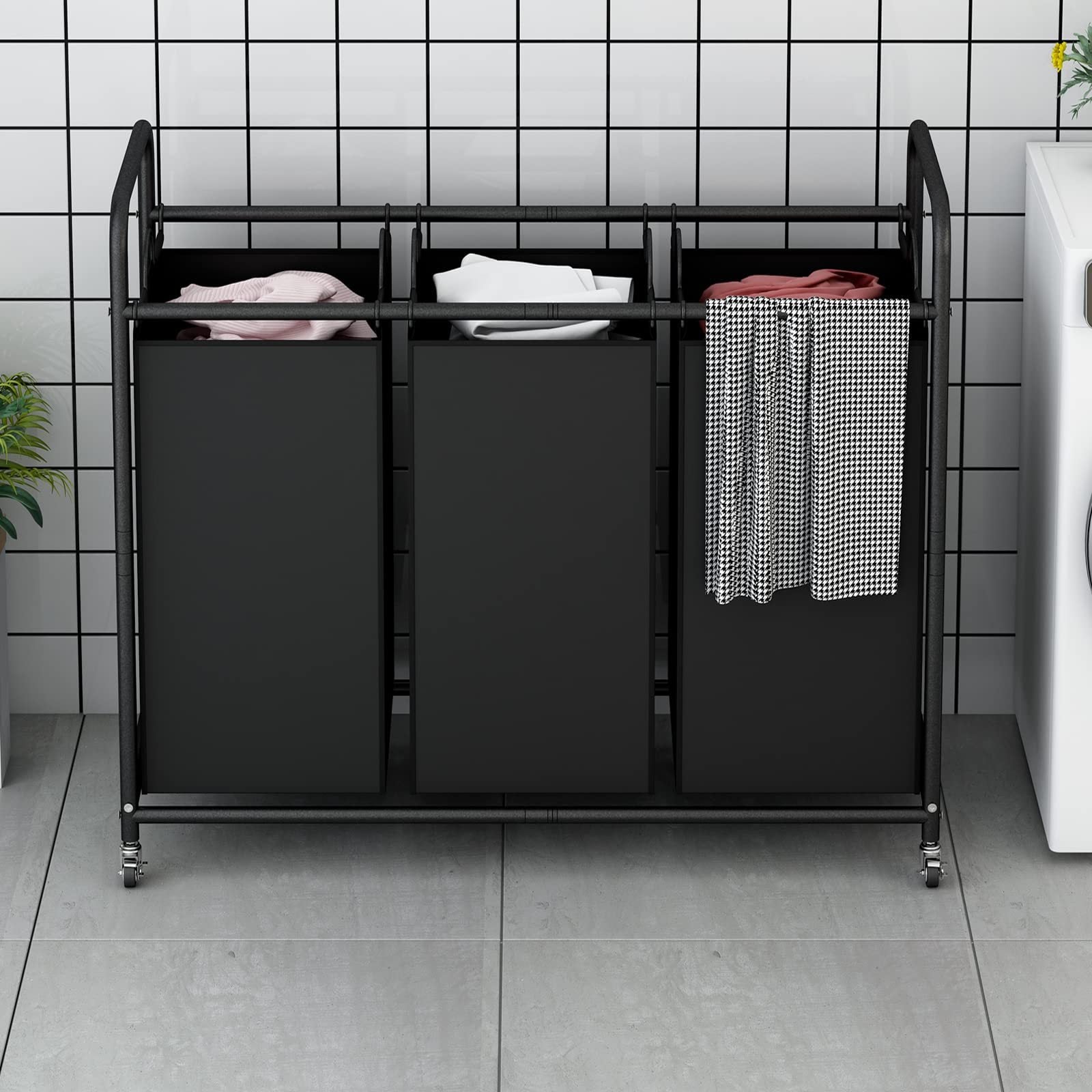 Heavy-Duty Adjustable Home Storage Rack – durable multi-purpose storage, Laundry Basket 3-Bag Sorter 63 4gal Laundry Home Decor Hamper Cart With Heavy Duty, designed for American homes, daily convenience and practical gifting