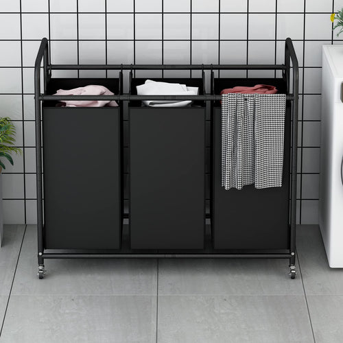 2-Section Rolling Laundry Hamper