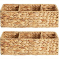 Compact Adjustable Home Storage Rack – durable multi-purpose storage, 2-Pack Multi-Grid Storage Organizer with 3 Sections Wicker Toilet Basket Tank Topper Toilet Paper, designed for American homes, daily convenience and practical gifting