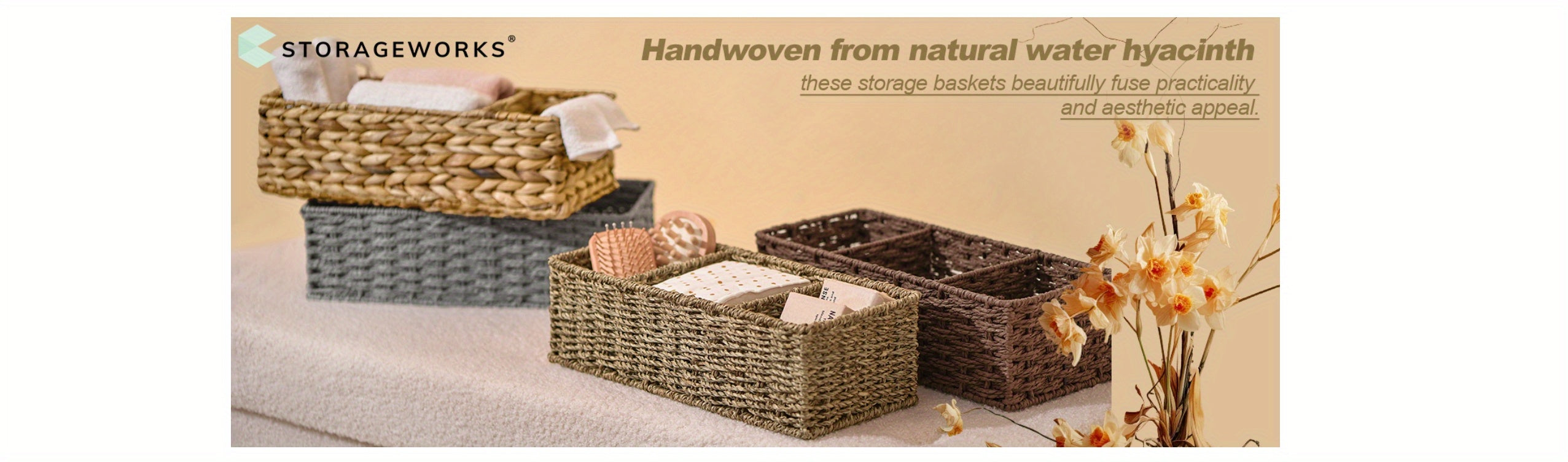 Compact Adjustable Home Storage Rack – durable multi-purpose storage, 2-Pack Multi-Grid Storage Organizer with 3 Sections Wicker Toilet Basket Tank Topper Toilet Paper, designed for American homes, daily convenience and practical gifting