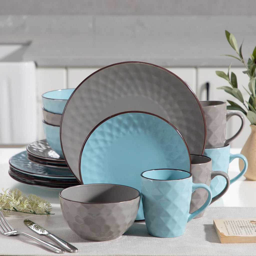 Stoneware 32pcs Dinnerware Set with Dinner Plate, Dessert Plate, Bowl, Mug - Tableware Set for 8 Person