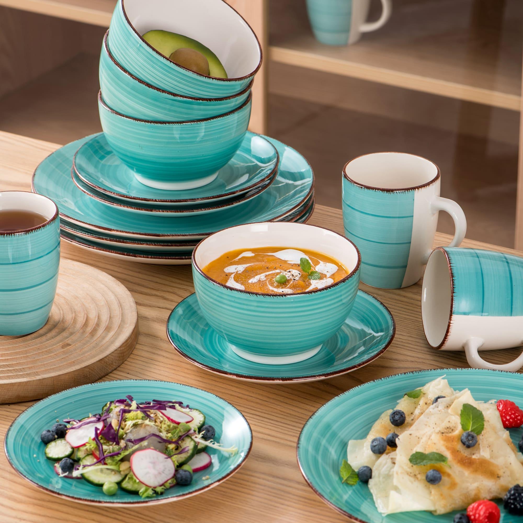 Modern 16pcs Home Storage Organizer – space-saving everyday organization, Vancasso 16pcs Classic Stoneware Dinnerware Set Round Green Ceramic Tableware with Dinner Dessert Plates, designed for American homes, daily convenience and practical gifting