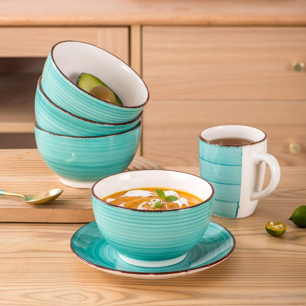 Modern 16pcs Home Storage Organizer – space-saving everyday organization, Vancasso 16pcs Classic Stoneware Dinnerware Set Round Green Ceramic Tableware with Dinner Dessert Plates, designed for American homes, daily convenience and practical gifting