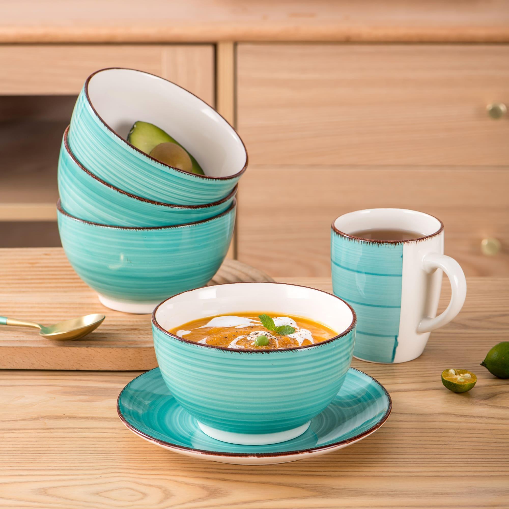 Modern 16pcs Home Storage Organizer – space-saving everyday organization, Vancasso 16pcs Classic Stoneware Dinnerware Set Round Green Ceramic Tableware with Dinner Dessert Plates, designed for American homes, daily convenience and practical gifting