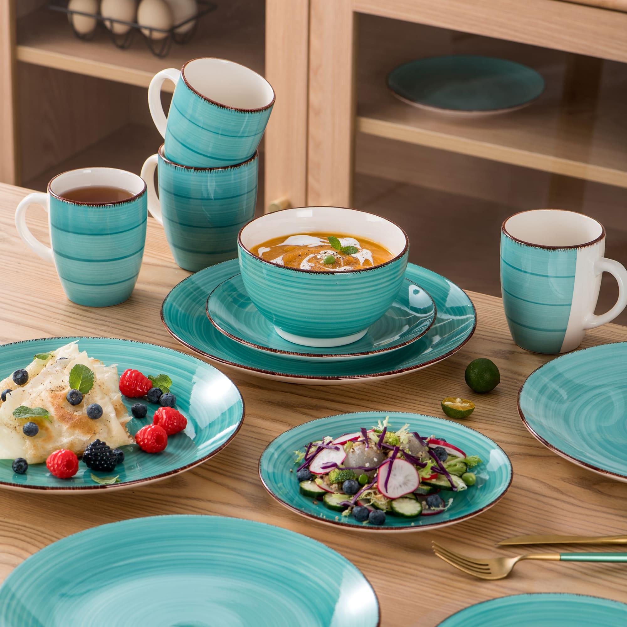 Modern 16pcs Home Storage Organizer – space-saving everyday organization, Vancasso 16pcs Classic Stoneware Dinnerware Set Round Green Ceramic Tableware with Dinner Dessert Plates, designed for American homes, daily convenience and practical gifting