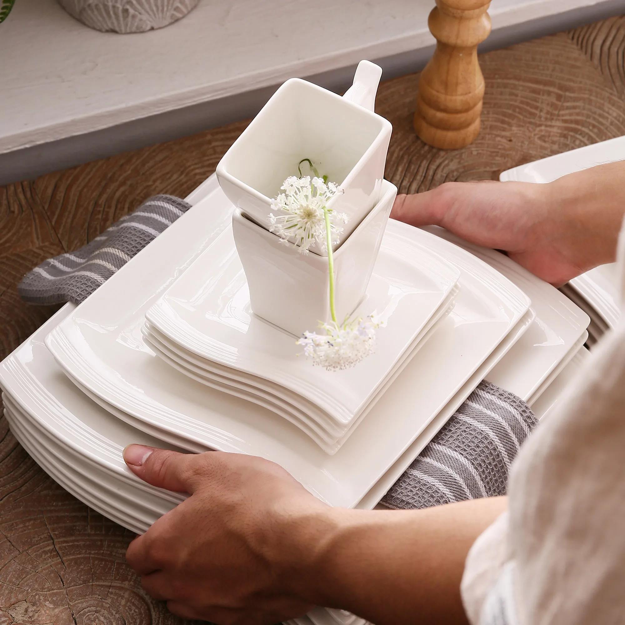 Heavy-Duty 30pcs Reusable Drinkware Set – easy-access beverage storage, 30pcs White Porcelain Dinner Set with 6pcs Cup Saucer Dessert Soup Dinner Plate Tableware, designed for American homes, daily convenience and practical gifting