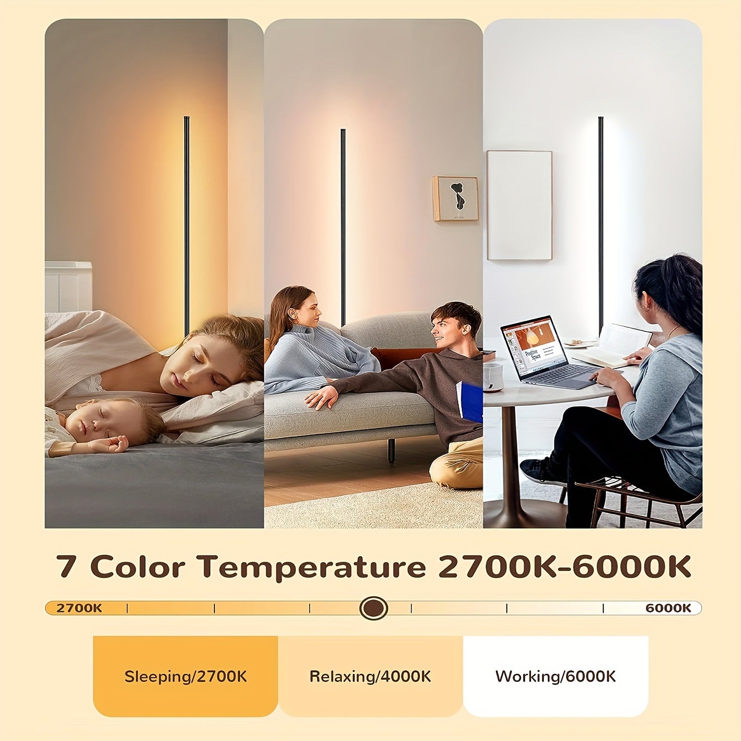 Heavy-Duty 1/2pcs Decorative Home Lighting – warm functional room lighting, 1 2pcs RGBCW LED Corner Floor Lamp Minimalist Dimmable Mood Lamp 57 1 Inch, designed for American homes, daily convenience and practical gifting