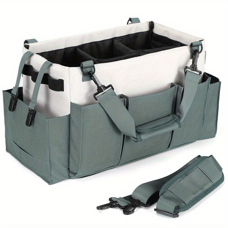 Large Cleaning Caddy Organizer with Handle, Wearable Cleaning Caddy Bag for Cleaning Supplies, Cleaning Tote with Shoulder and Waist Straps, Under Sink Organizer Tool Bag with Multiple Compartments