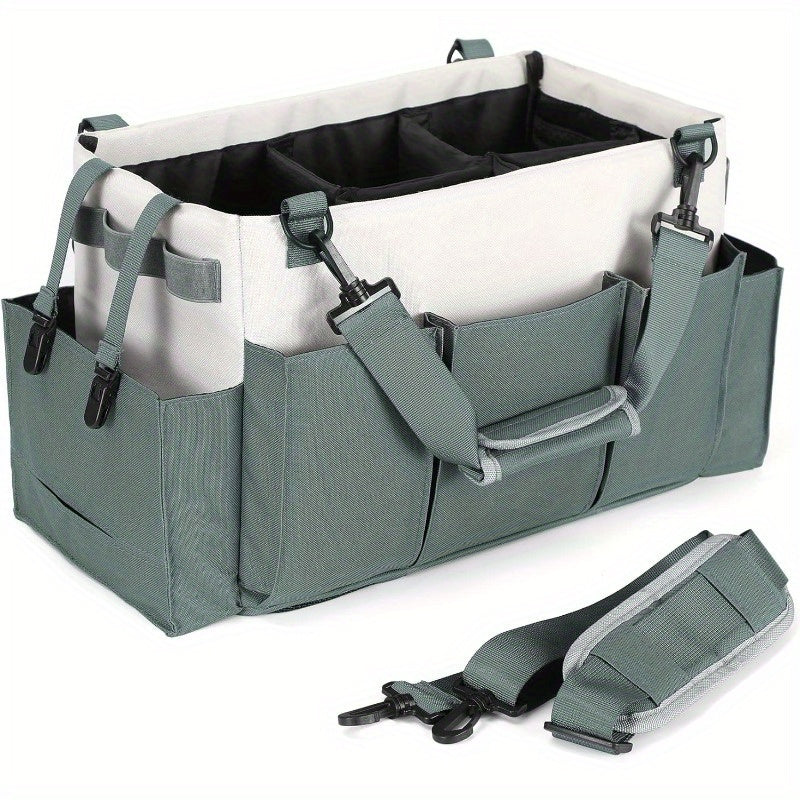 Large Cleaning Caddy Organizer with Handle, Wearable Cleaning Caddy Bag for Cleaning Supplies, Cleaning Tote with Shoulder and Waist Straps, Under Sink Organizer Tool Bag with Multiple Compartments