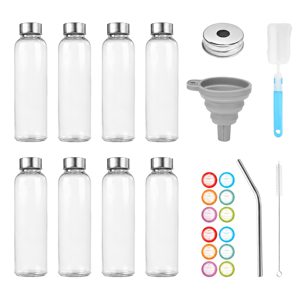 Drinkware – Space-Saving 6 8pcs Reusable Glass Bottle Set easy-access beverage storage 6