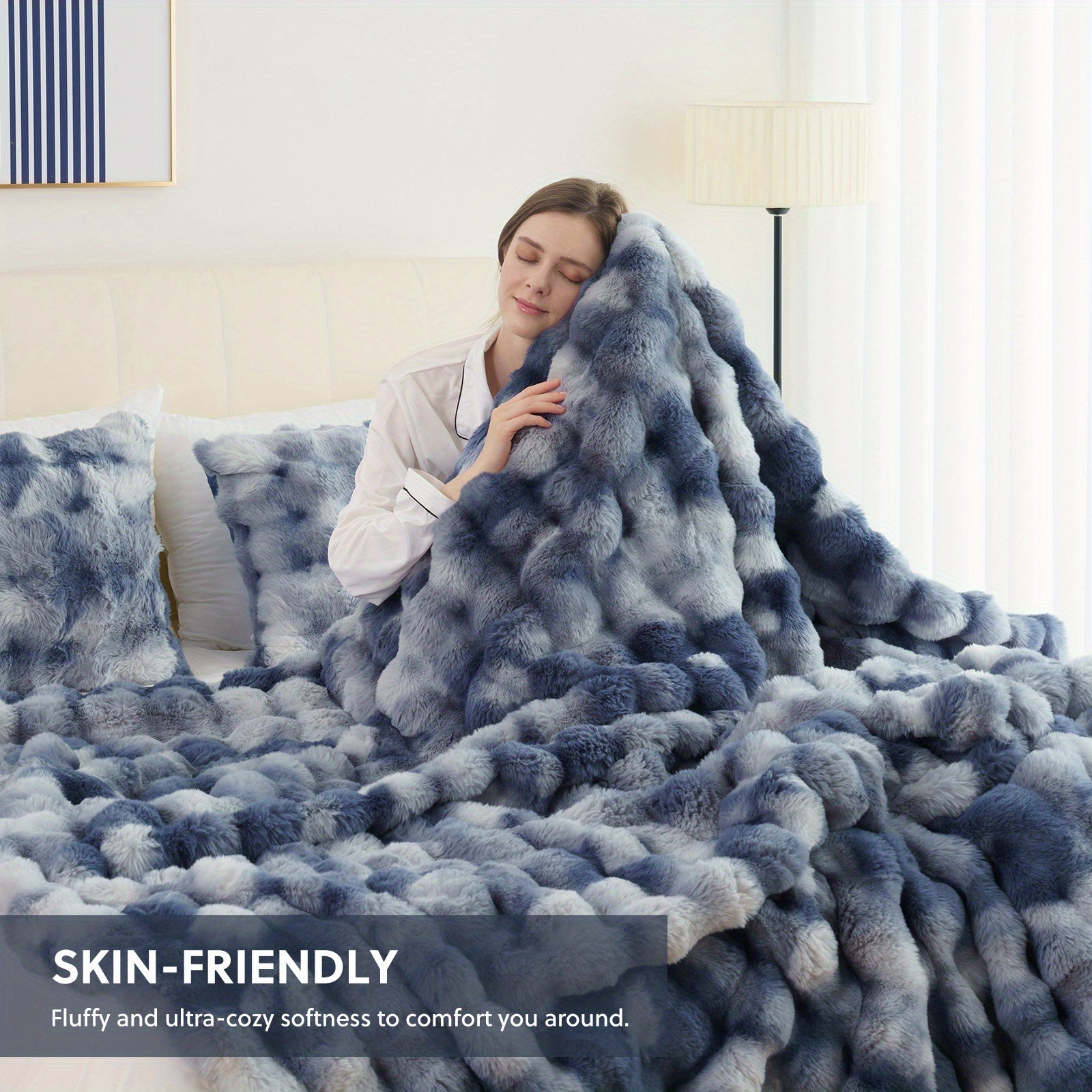 Throw Blanket – 1pc Orhopui Faux Rabbit Fleece Blanket, Soft Warm Throw Blanket, For Bedroom Guest