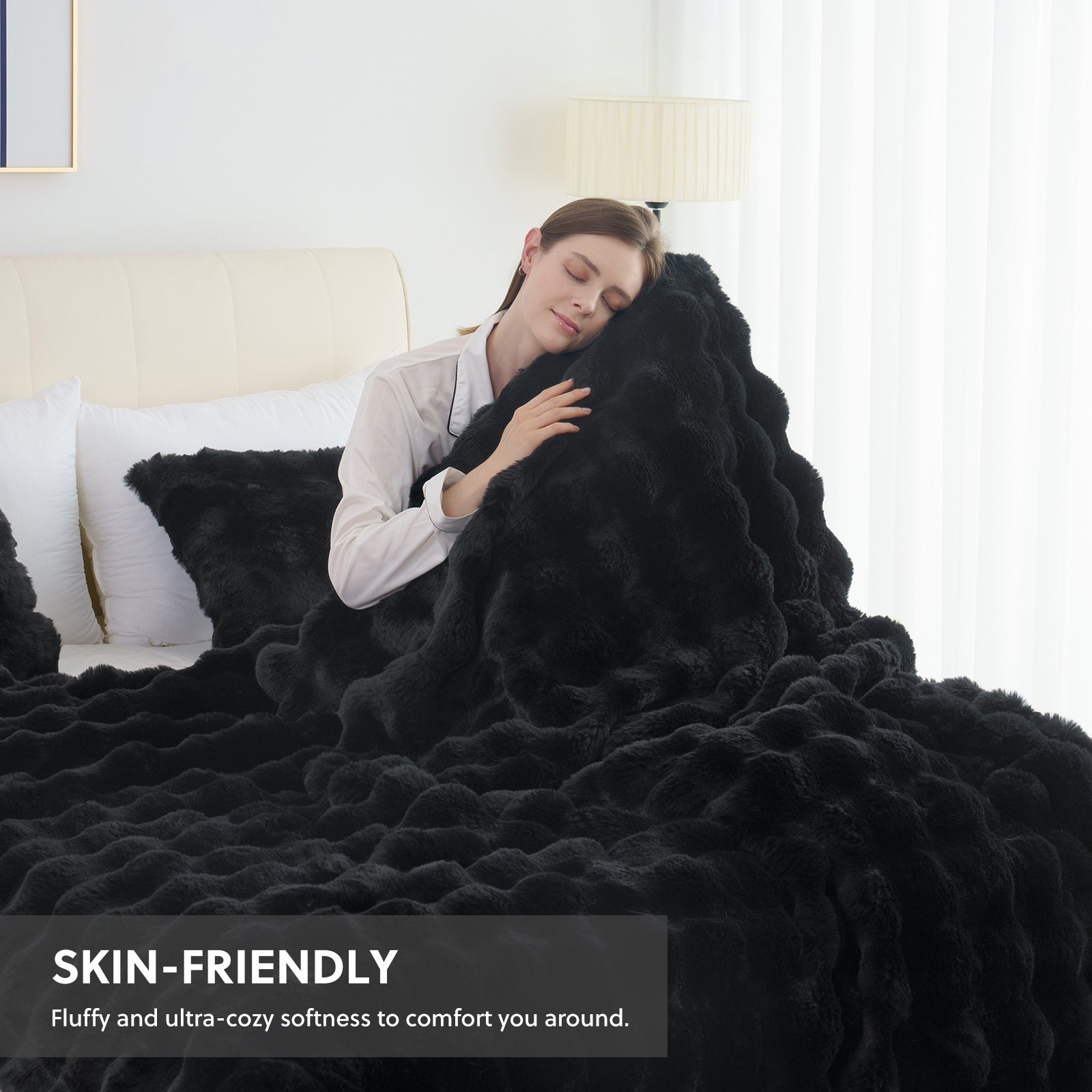 Throw Blanket – 1pc Orhopui Faux Rabbit Fleece Blanket, Soft Warm Throw Blanket, For Bedroom Guest