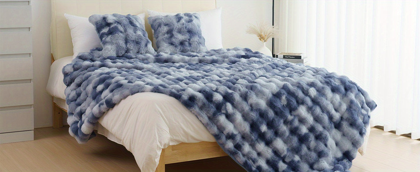 Throw Blanket – 1pc Orhopui Faux Rabbit Fleece Blanket, Soft Warm Throw Blanket, For Bedroom Guest