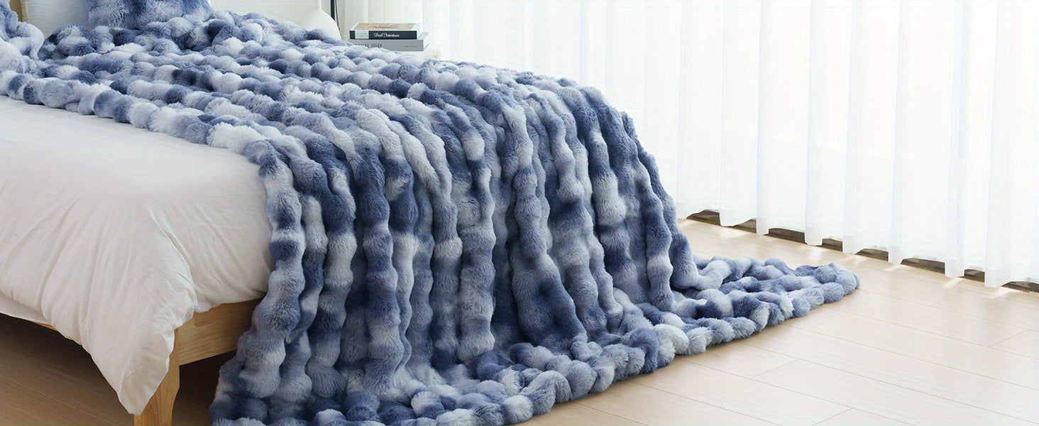 Throw Blanket – 1pc Orhopui Faux Rabbit Fleece Blanket, Soft Warm Throw Blanket, For Bedroom Guest