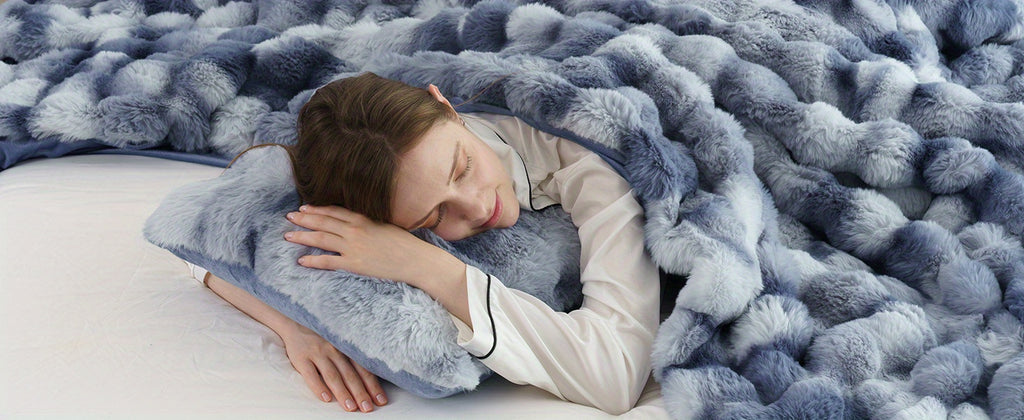 Throw Blanket – 1pc Orhopui Faux Rabbit Fleece Blanket, Soft Warm Throw Blanket, For Bedroom Guest