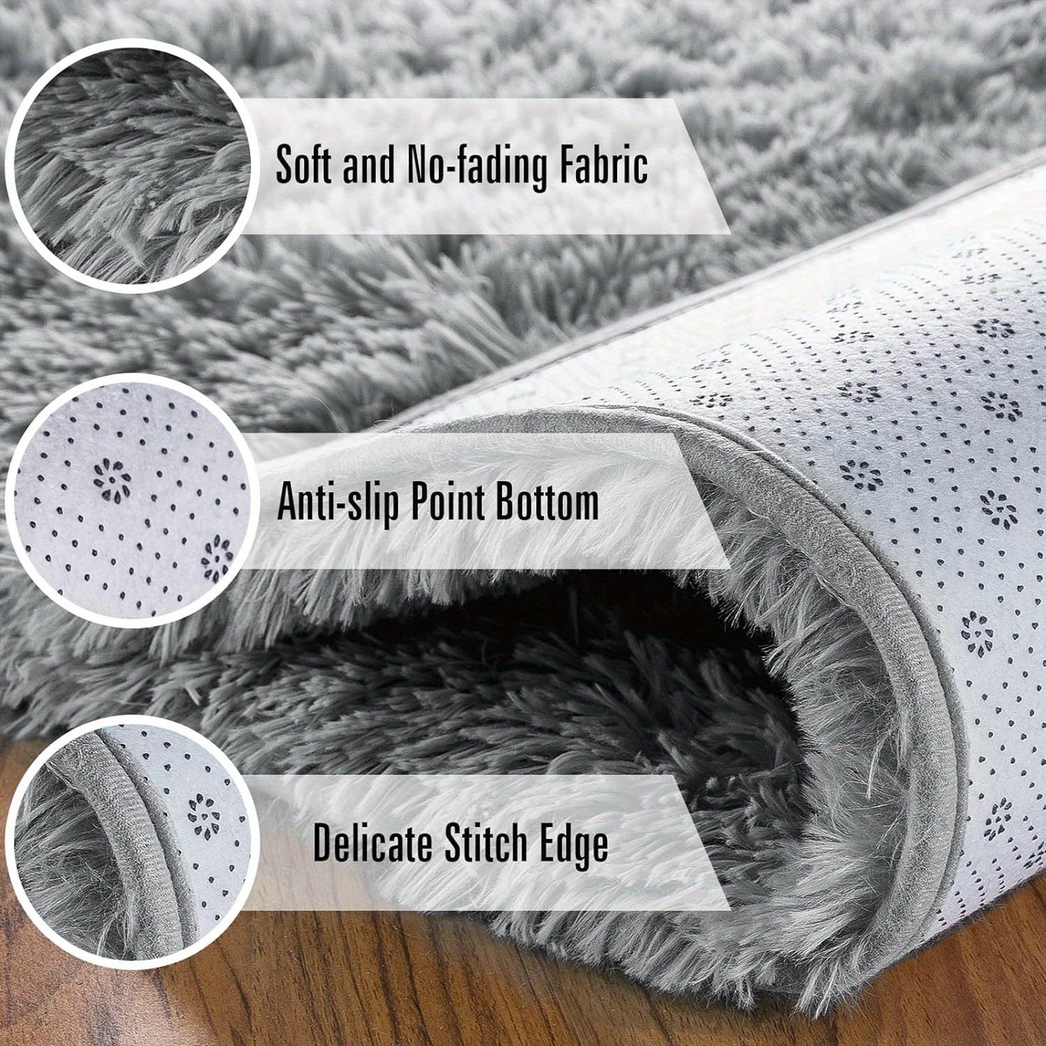 Area Rug – 1pc Luxurious Rectangular Shaggy Plush Carpet Rug - Soft, Fluffy, Tie-dyed, Solid,