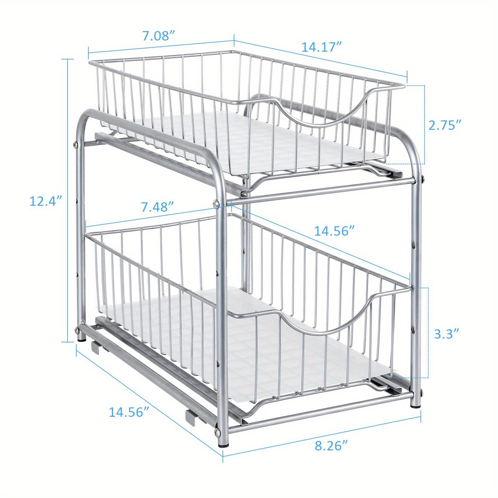 Compact Pull-Out Cabinet Organizer – smooth-access cabinet organization, Pair of Stackable Two-Tier Organizers for Under The Sink Featuring Sliding Drawers And Pull-Out, designed for American homes, daily convenience and practical gifting