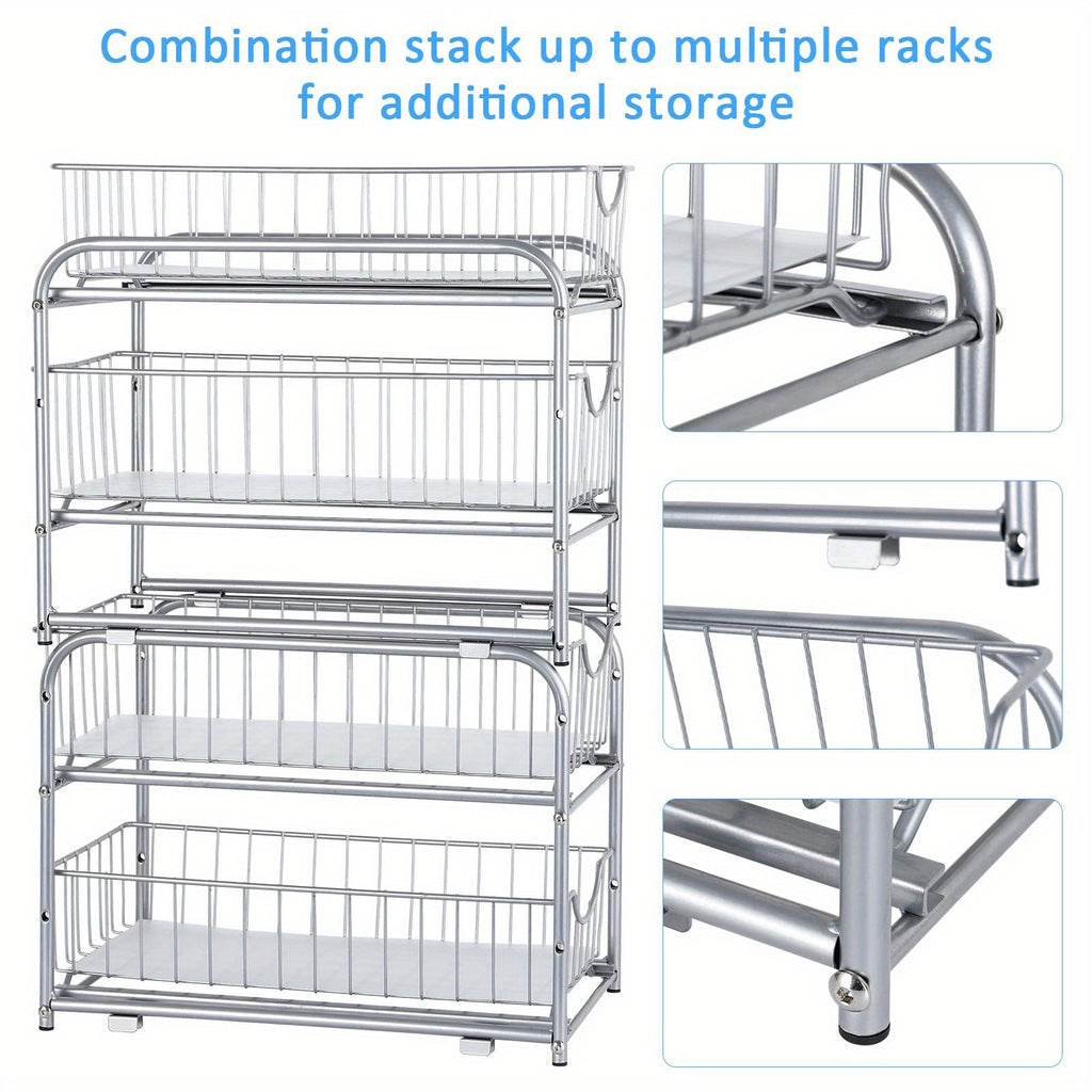 Compact Pull-Out Cabinet Organizer – smooth-access cabinet organization, Pair of Stackable Two-Tier Organizers for Under The Sink Featuring Sliding Drawers And Pull-Out, designed for American homes, daily convenience and practical gifting