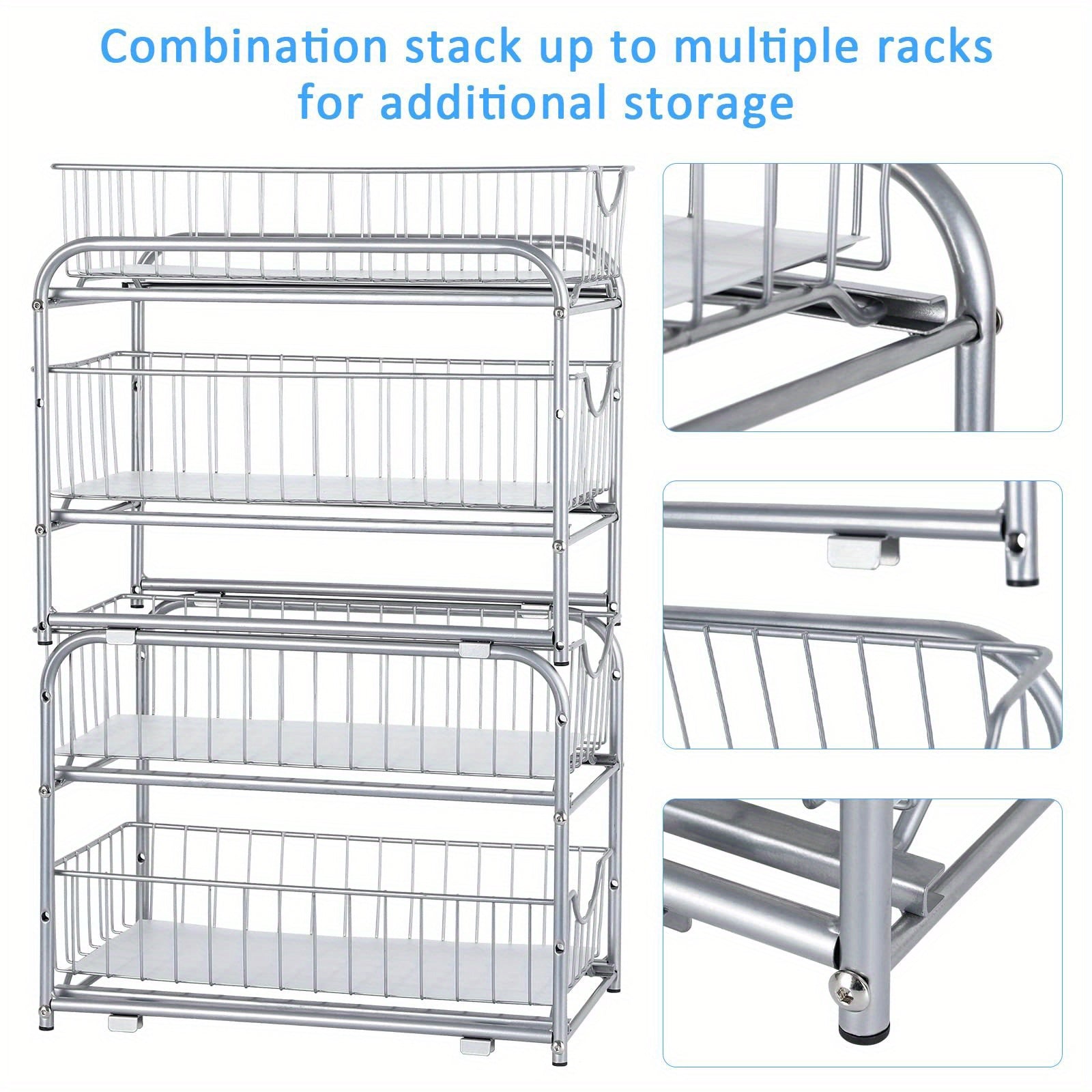 Compact Pull-Out Cabinet Organizer – smooth-access cabinet organization, Pair of Stackable Two-Tier Organizers for Under The Sink Featuring Sliding Drawers And Pull-Out, designed for American homes, daily convenience and practical gifting