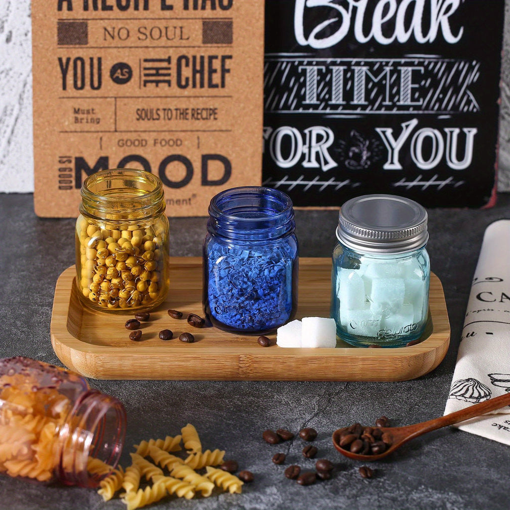 Versatile 5 oz Glass Spice Jar Set – clear reusable pantry storage, Amzcku Mini Colored Mason Jars 5 oz with Metal Lids - Glass jar for, designed for American homes, daily convenience and practical gifting