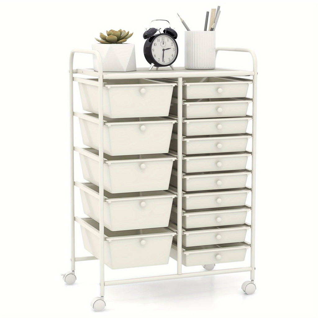 Versatile Stackable Storage Drawer – smooth-access cabinet organization, PETSITE 15 Drawer Rolling Storage Cart Multipurpose Mobile Storage Organizer w Removable Drawers Metal, designed for American homes, daily convenience and practical gifting