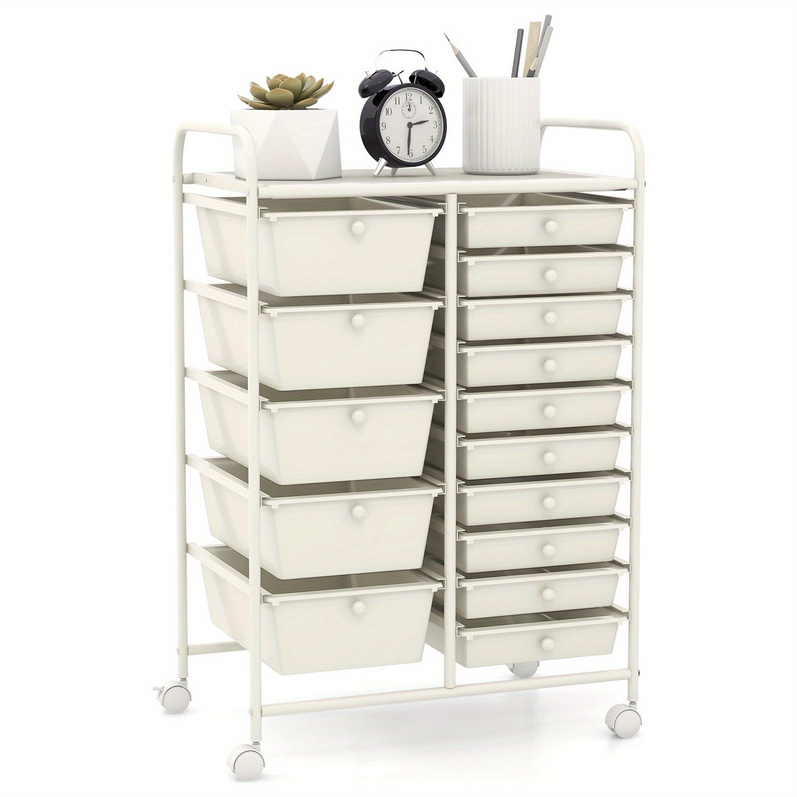 Versatile Stackable Storage Drawer – smooth-access cabinet organization, PETSITE 15 Drawer Rolling Storage Cart Multipurpose Mobile Storage Organizer w Removable Drawers Metal, designed for American homes, daily convenience and practical gifting