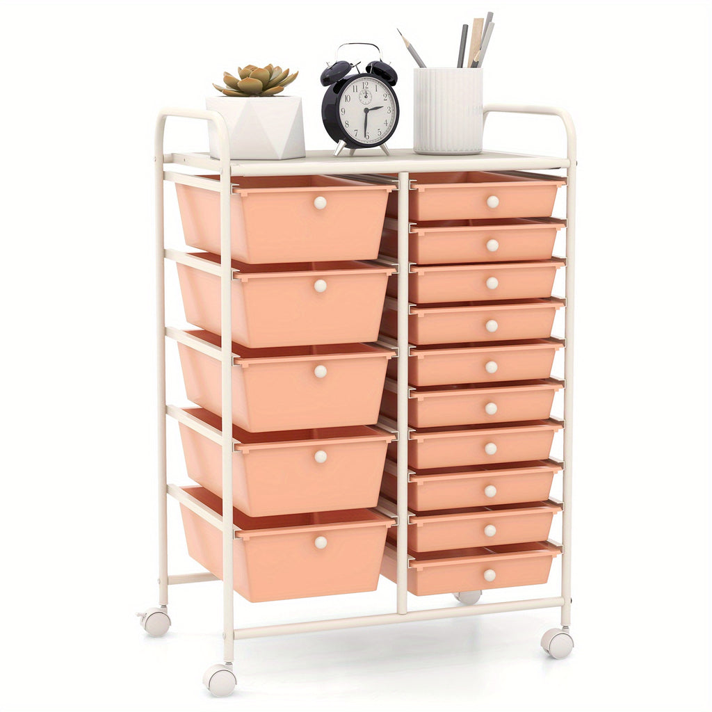 Versatile Stackable Storage Drawer – smooth-access cabinet organization, PETSITE 15 Drawer Rolling Storage Cart Multipurpose Mobile Storage Organizer w Removable Drawers Metal, designed for American homes, daily convenience and practical gifting