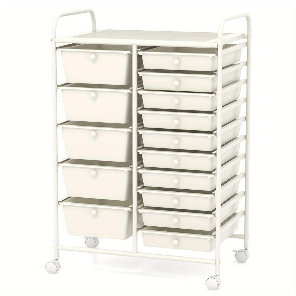 Versatile Stackable Storage Drawer – smooth-access cabinet organization, PETSITE 15 Drawer Rolling Storage Cart Multipurpose Mobile Storage Organizer w Removable Drawers Metal, designed for American homes, daily convenience and practical gifting