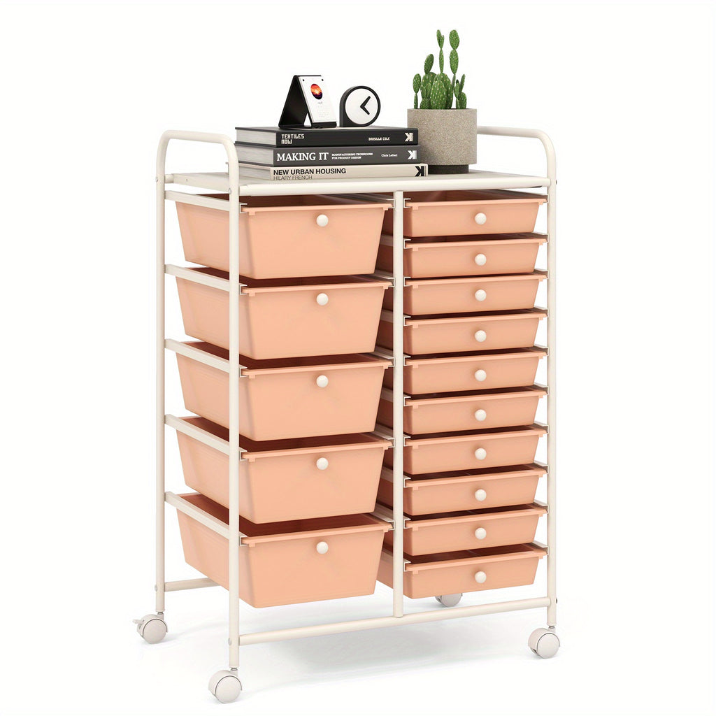 Versatile Stackable Storage Drawer – smooth-access cabinet organization, PETSITE 15 Drawer Rolling Storage Cart Multipurpose Mobile Storage Organizer w Removable Drawers Metal, designed for American homes, daily convenience and practical gifting