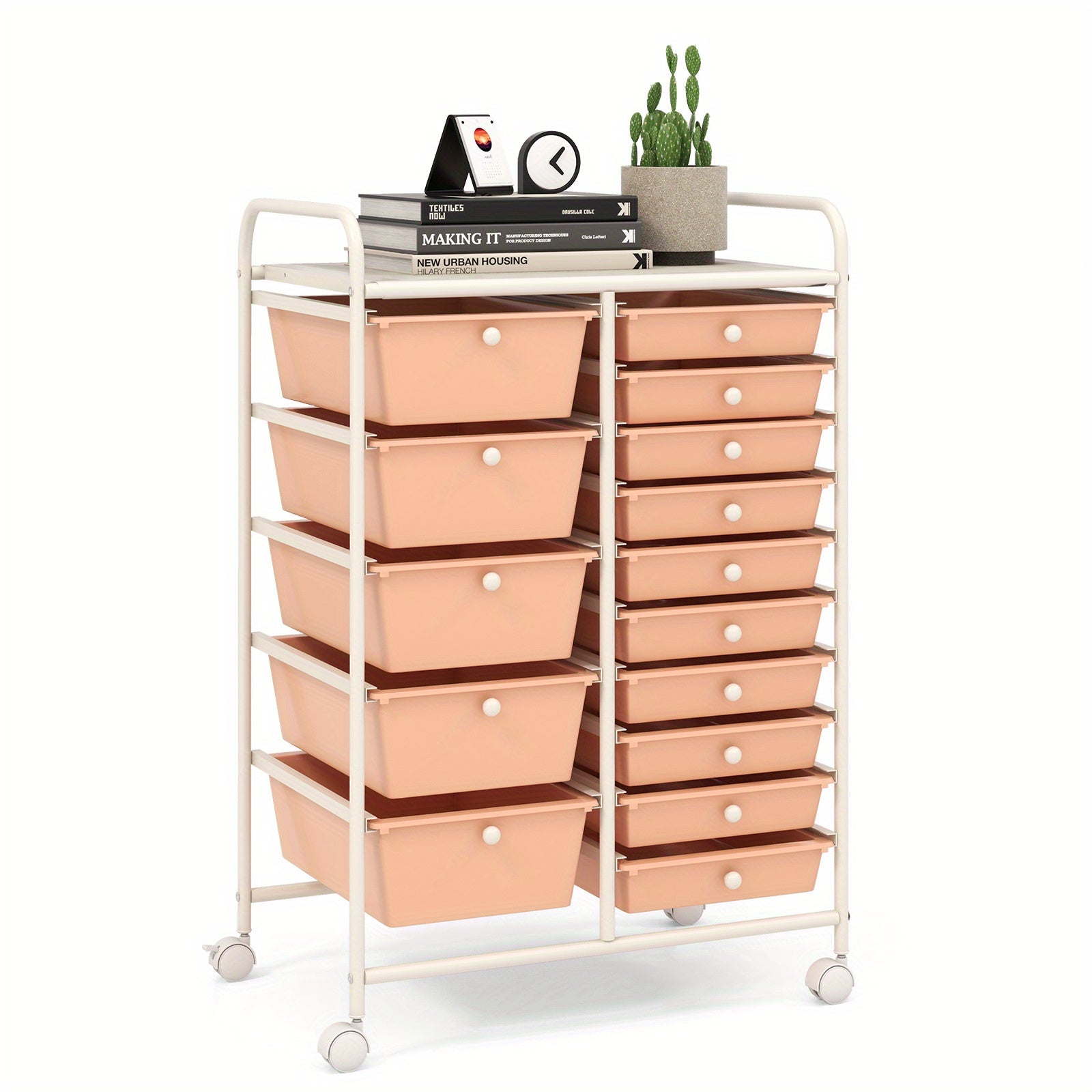 Versatile Stackable Storage Drawer – smooth-access cabinet organization, PETSITE 15 Drawer Rolling Storage Cart Multipurpose Mobile Storage Organizer w Removable Drawers Metal, designed for American homes, daily convenience and practical gifting