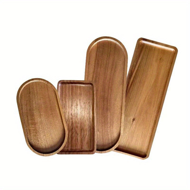 Smart 1pc Home Storage Organizer – space-saving everyday organization, 1pc Natural Wood Serving Tray Dessert Plate - Multi-Purpose Acacia Wood Snack Platter with, designed for American homes, daily convenience and practical gifting