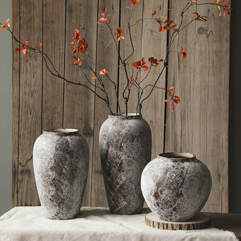 Premium Ceramic Flower Vase – tabletop floral display and modern home decor, Rustic Ceramic Vase Set Vintage Distressed Pottery Wabi-Sabi Style Home Decor Flower, designed for American homes and practical gifting