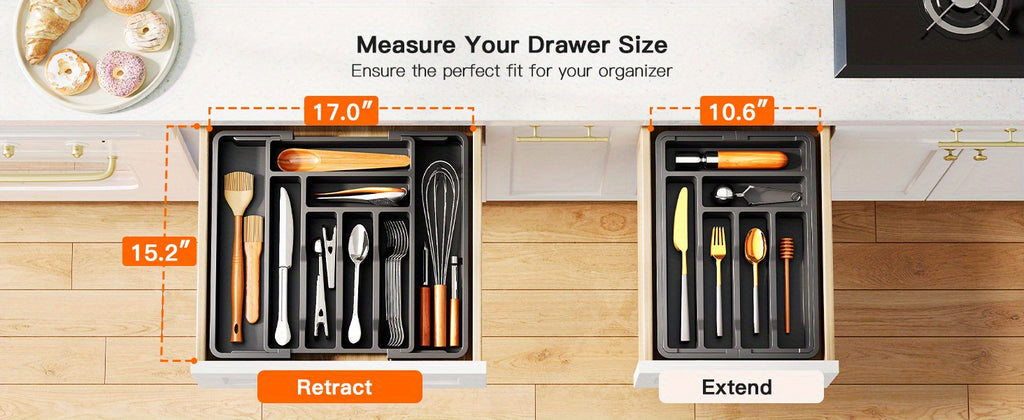 Versatile Stackable Storage Drawer – smooth-access cabinet organization, Expandable Cutlery Tray Holder Drawer Organizer Adjustable Tray Organize Kitchen Silverware Cutlery Knives And, designed for American homes, daily convenience and practical gift