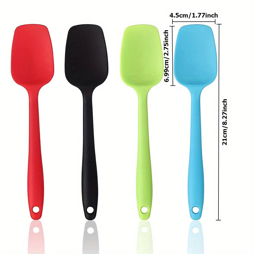 4pcs Silicone Spatulas Small Rubber Spoon Spatula Non Stick Kitchen Spatulas Heat Resistant Flexible Scrapers Baking Spatulas for Cooking Baking Mixing