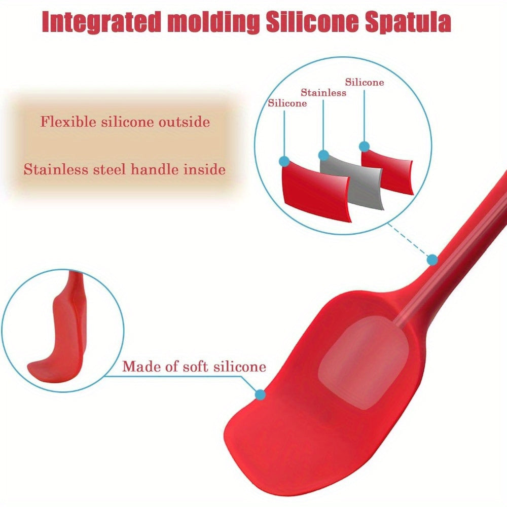 4pcs Silicone Spatulas Small Rubber Spoon Spatula Non Stick Kitchen Spatulas Heat Resistant Flexible Scrapers Baking Spatulas for Cooking Baking Mixing