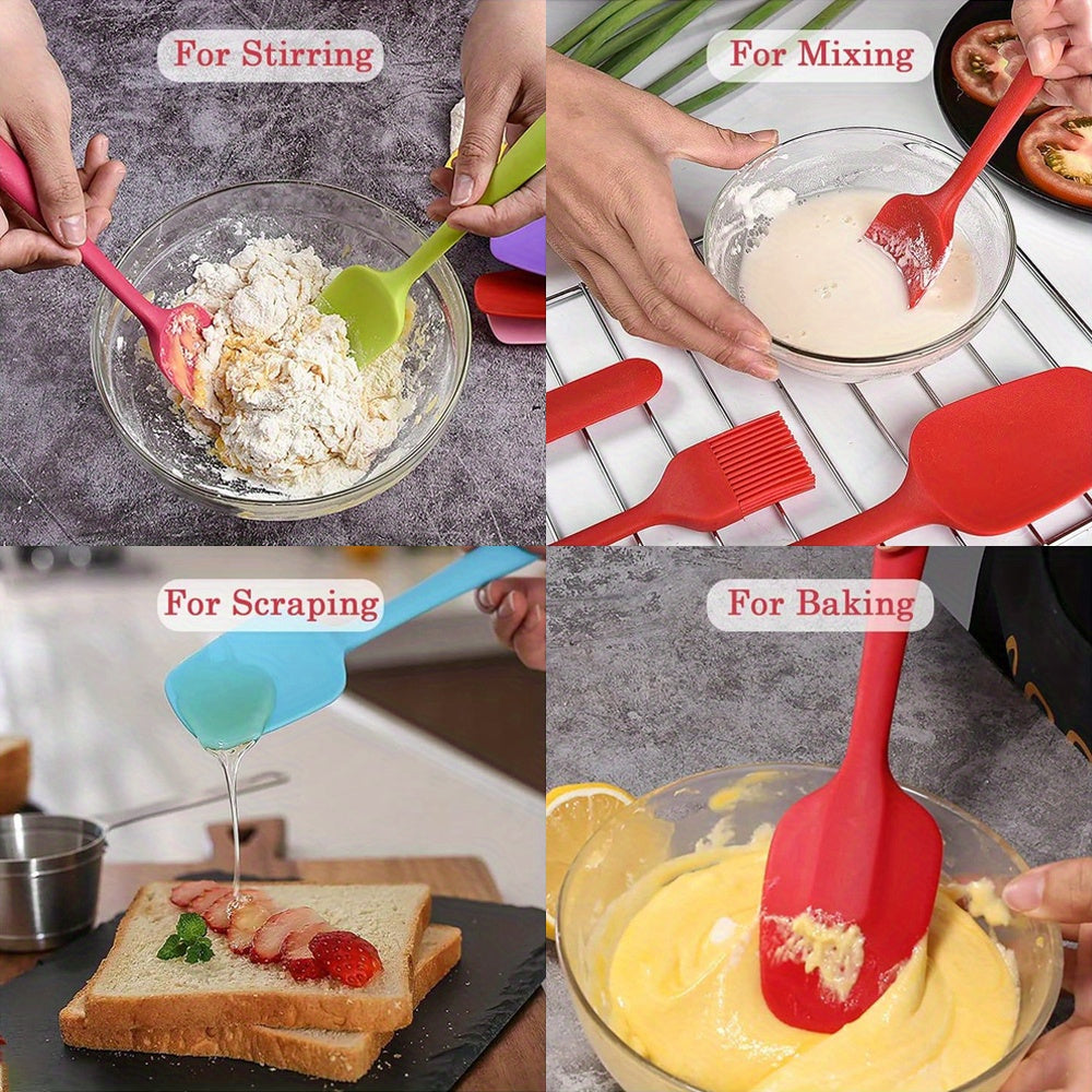 4pcs Silicone Spatulas Small Rubber Spoon Spatula Non Stick Kitchen Spatulas Heat Resistant Flexible Scrapers Baking Spatulas for Cooking Baking Mixing