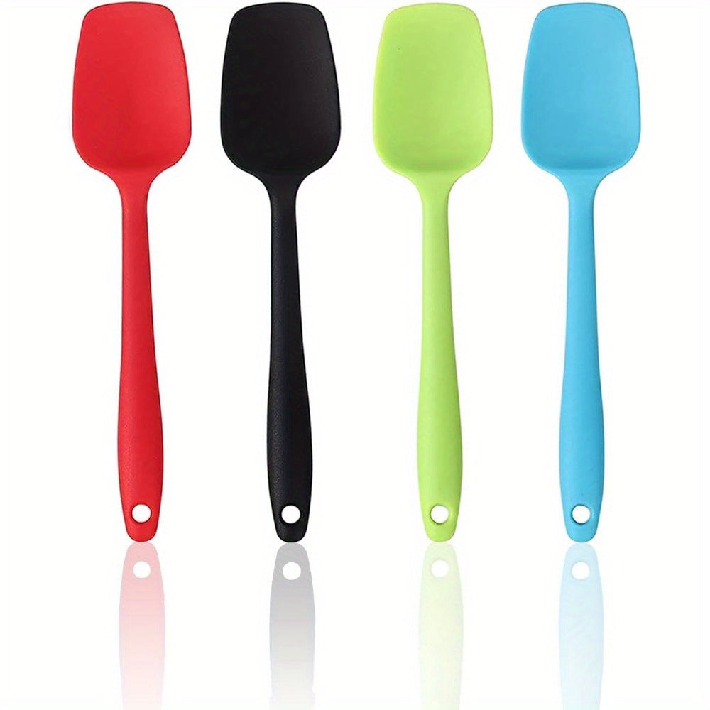 4pcs Silicone Spatulas Small Rubber Spoon Spatula Non Stick Kitchen Spatulas Heat Resistant Flexible Scrapers Baking Spatulas for Cooking Baking Mixing