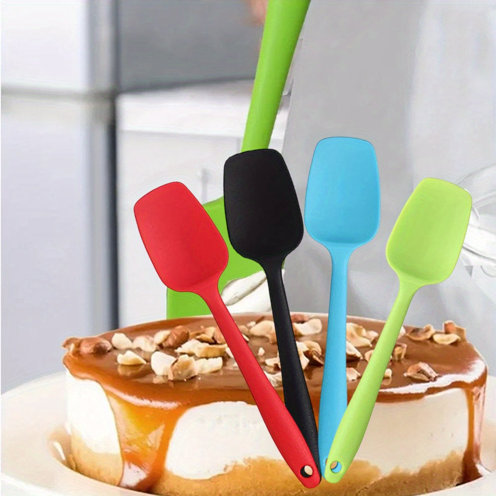 4pcs Silicone Spatulas Small Rubber Spoon Spatula Non Stick Kitchen Spatulas Heat Resistant Flexible Scrapers Baking Spatulas for Cooking Baking Mixing