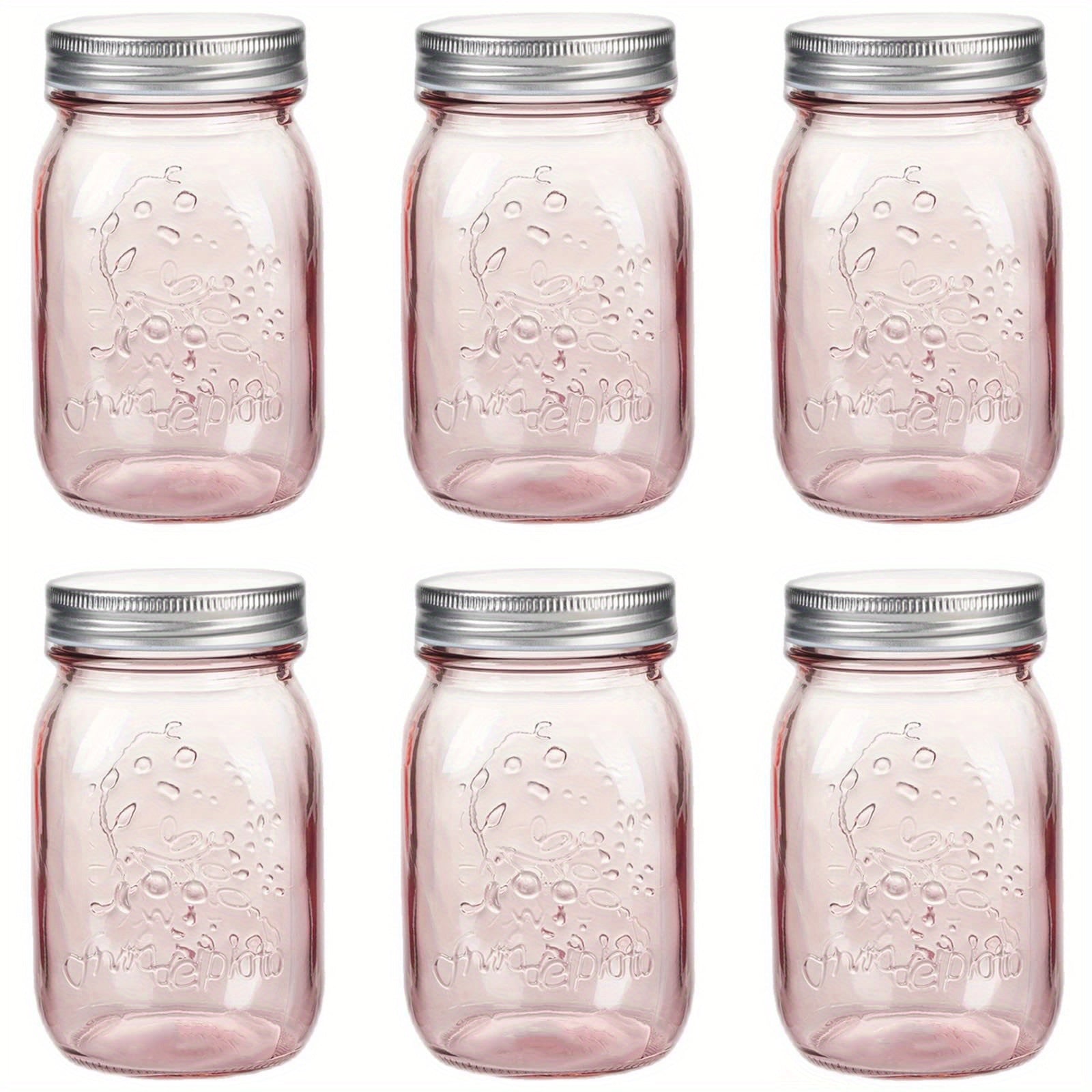 Storage Jars – Set of 6 Wide-Mouth Pint Canning Jars 16 Ounces Each with Lids Ideal for